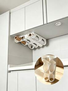 1/2pcs Kitchen Roll Storage Rack, Designed For Installation On Shelves Or Under Cabinets, Can Store Baking Paper, Baking Mats, Plastic Wrap, Etc.; Each Compartment Can Hold 2 Rolls, Suitable For Storing Aluminum Foil, Baking Paper Or Other Similar Kitchen Rolls - Multicolor - View 3