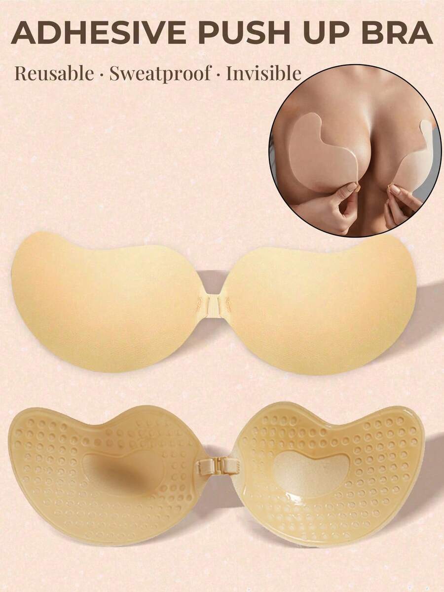 Invisible Strapless Adhesive Bra Sexy Push-Up Breast Pads For Women Small Chest Enhanced Lift-Up Thickened Invisible Bra Breathable Mango Cup For Strapless Dress Wedding Gown