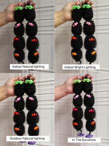 2pcs Kids Cute Small Mali Bubble Fluffy African Braided Ponytail Hair Extensions Accessories Ponytail Hair Decoration For Girls - Black - View 11