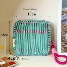 1pc Mini Macaron-Colored,Fresh-Style,High-Quality,Multi-Functional Mesh Storage Bag Features A Cute Wallet-Style Design,A Portable Cosmetic Bag,A Zippered Tissue Holder,And A Tampon Organizer For Girls.Suitable For Home,Travel,Vacation,And School Use - Multicolor - View 10