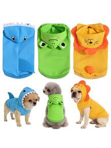 1pc Cute Cartoon 3D Animal Pet Hoodie | Warm Polyester Knit Fabric, Suitable For Medium And Small Dogs, Newborn Puppies, For All Seasons - Multicolor - View 2