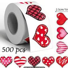 500pcs/Roll Valentine's Day Y2K Heart Doodle Stickers, 1 Inch Assorted 8 Designs, Valentine's Day Birthday Wedding Holiday Party Gift Packaging DIY Creative Scrapbook Material Handmade Gift Envelope Sealing Stickers - A - View 7