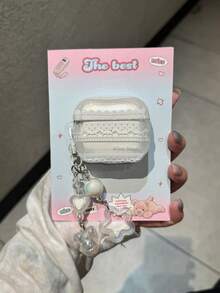 White Lace Trim Pods 4 Protective Case, Compatible With Apple Pod 3, Pro Earphone Shell 2nd Gen, Wireless Bluetooth 3rd Gen, 2nd Gen, Pod Pro 4th Gen, 5th Gen, 6th Gen - White - View 3