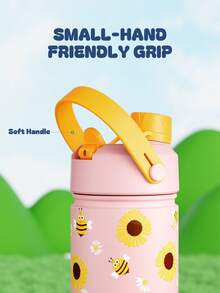 Powcan 18oz 保溫水壺，配備 2 合 1 吸管與蓋子，可保冷 24 小時，防漏設計，適用於汽車杯架，不鏽鋼材質，運動、旅行與校園使用首選（Bee 系列） - 粉黃向日葵蜜蜂 - 查看 6