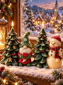 3D Christmas Scene Silicone Candle Making Mold, Integrated Santa Claus, Snowman And Christmas Tree Wax Mold, For Aromatherapy Candles, Plaster And Resin Art - Silicone Candle Mold - View 1
