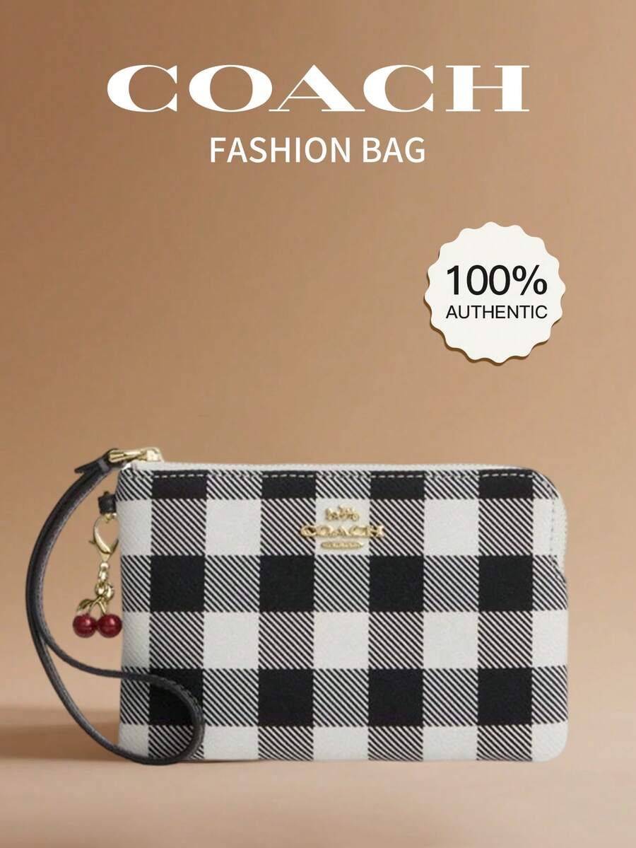 Coach Women's Corner Zipper Wristlet, Clutch Wallet, Elegant Coin Purse With Wrist Strap, Perfect Gift