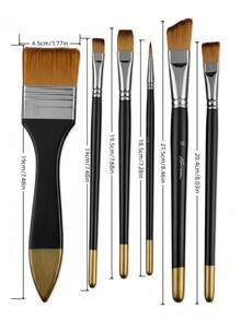 6 Pcs Nylon Hair Paint Brushes Set, Art Paint Brushes, Multi-Purpose Art Supplies & Painting Supplies For Oil, Watercolor, Acrylic Painting, Student Beginner Art Craft Toolsor School Art Class, DIY Handmade, Canvas Painting, Sketch, Art Creation - Black Pen Barrel - View 6