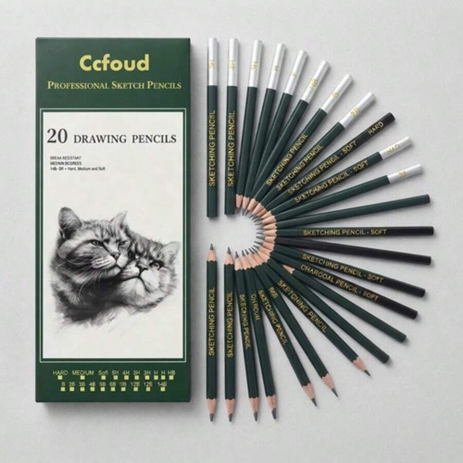 20PCS Drawing Pencils Sketch Pencil Art Supplies Set For Adults Sketching Art Graphite Charcoal Pencils Kit - 20-piece Sketch Pencil Set - View 1