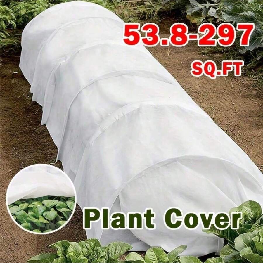 1PC 53.8-297SQ.FT Plant Covers Freeze Protection, Reusable Frost Blanket For Winter, Breathable Garden Cover For Cold Weather, Snow & Frost Protection For Outdoor Plants - Windproof Fabric - View 1