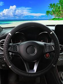 MEIKAXIU PU Braided Leather Metal Strip Decor Car Steering Wheel Cover Without Inner Ring, Suitable For 38cm (15in) Car Accessories For Women - Woven Leather Metal Clasp - View 4