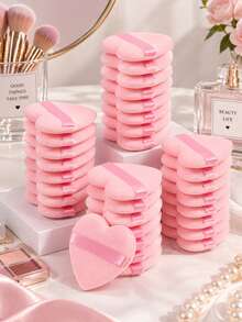 10pcs Heart-Shaped Makeup Sponges, Suitable For Wet/Dry Use, Soft And Elastic Pink Blending Sponges, Dual-Use For Foundation And Base Makeup, Suitable For Normal Skin, Beginner-Friendly Makeup Tool, 1pc - Multiple Styles - View 2