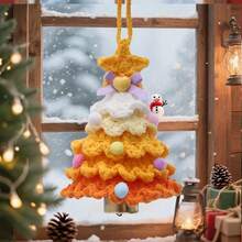 Random Color Crochet Christmas Tree Hanging Ornament, Handmade Knitted Christmas Pendant, Yarn Knitted Christmas Tree Ball, DIY Handmade Material, Holiday Home And Room Decoration, Winter Party Gift, Car Hanging Ornament, Cute Christmas Gift For Family And Friends - Multicolor - View 10