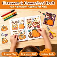 8 Sheets Halloween Make Your Own Pumpkin Stickers, Mix & Match Funny Face Pumpkin Stickers, DIY Halloween Pumpkin Decor Stickers, Kids Craft Stickers For Holiday Party Game Rewards - Multicolor - View 1