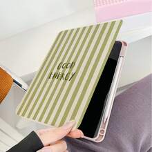 1件綠米色直條紋Good Energy字母360°旋轉平板保護殼，附筆槽，多角度磁吸支架蓋，自動休眠/喚醒功能，相容iPad PRO/AIR、、小米Pad 5/6/7、OPPO Pad、華為MatePad、vivo Pad、榮耀Pad、聯想小新Pad - 彩色 - 查看 7