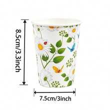 10/25pcs Daisy Butterfly Garden Disposable Paper Cups, Wildflower Floral Print Party Drinking Cups With Ladybug Leaf, Tableware For Spring Birthday, Baby Shower, Picnic, Tea Party Decor Supplies - Multicolor - View 5