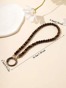 1pc Handmade Tassel & Natural Stone Beaded Bag Charm, Random Bead Color - Multicolor - View 7