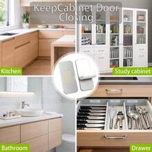 1Pair/2Pairs Stainless Steel Magnetic Cabinet Door Stopper, No-Drill Installation For Kitchen Cabinets, Wardrobes And Drawers, With Adhesive Backing For Damage-Free Installation - Silver - View 9