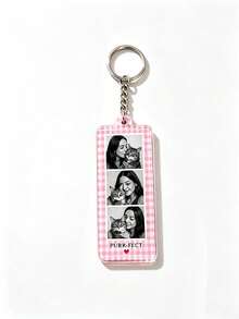 Personalized Photo Frame Keychain, Custom Academic Style Portrait Keychain, Bar-Shaped Photo Frame Couple's Keyring, Gift For Pet Lovers - Multicolor - View 7