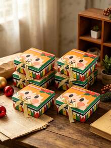 5pcs Christmas Creative Folding Paper Boxes, Cute Cartoon Pattern Gift Boxes, Snack Candy Handheld Gift Packaging Boxes - Folding Paper Box - View 10