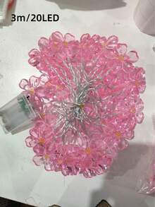 1pc Cherry Blossom Copper Wire LED Fairy Lights, Pink Decorative String Lights Suitable For Outdoor Holiday Wreaths, Spring/Summer Party Decor, Battery Powered (Batteries Not Included), Perfect For Girls' Room, Bedroom, Wedding, Mother's Day, Birthday, Dorm, Romantic Home Decor And Indoor Events, Party Decoration And Outdoor Lighting Decorative String Lights, Realistic Cherry Blossom Flower LED String Lights, Transparent Petal Shaped Colorful Lights, Soft Warm Light Atmosphere Decor, Scene Decoration, Suitable For Indoor And Outdoor Use, Romantic Girly Style Home Atmosphere Decorative Flower String Lights - S40-pink String Lights - View 11