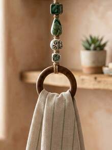 1pc Decorative Beaded Towel Rack With Ring - Vintage Beaded Hanging Rack, Bathroom And Kitchen Decorative Hand Towel Holder, Vintage Country Style Gift - Multiple Styles - View 3