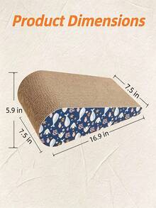 1pc Ocean-PrintTeardrop Cat Scratcher Bed, Natural Sisal Lounge, Teardrop-Shaped Sloped Cat Scratching Board – High-Density, Non-Shedding Corrugated Cardboard - Conventional - View 7