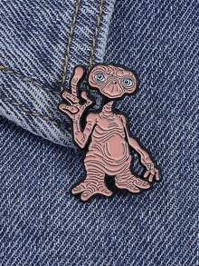 ET Alien Funny Enamel Brooch, Classic Movie Theme Metal Badge, Humorous Gesture Design Pin, Suitable For Backpacks And Clothing, Movie Fan Collectible Accessory - Multicolor - View 8