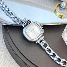 Women's Quartz Watch Square Dial Stainless Steel Band Fashion Business Casual Style Suitable For Christmas, Father's Day Gift - Silver - View 2