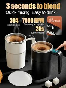 12.85oz Stainless Steel Electric Drip Coffee Mug With Magnetic Stirrer And Temperature Display, USB Powered, Suitable For Milk, Chocolate, Mocha - Portable, Perfect Christmas Gift, 200mAh Battery - Multicolor - View 12