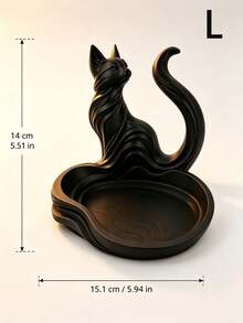 S/M Cat Shaped Jewelry Tray, Desktop Jewelry Dish, Christmas Gift, Christmas Desktop Decor, Cat Shaped Storage Tray, Key Ring Small Items Decorative Statue Storage Rack, Home Office Holiday Decoration - Multicolor - View 10