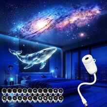 Lampu Malam Proyektor Galaxy 2-in-1 dengan Film Proyeksi Geser 13/24, Kecerahan yang Dapat Diatur & Desain yang Dapat Diputar 360°, Lampu Malam RGB Bertenaga USB, Lampu Dekorasi untuk Mobil, Kamar Tidur & Ruang Tamu - putih - View 15