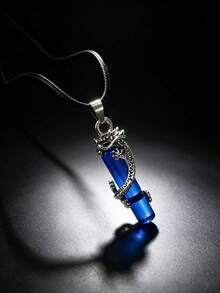1pc Vintage Simple Dragon Pillar Pendant Necklace For Men - Antique Silver - View 4