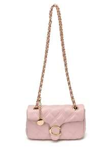 1pc Fashion New PU Square Bag Solid Color Versatile Chain Strap Women's Handbag - Pink - View 7