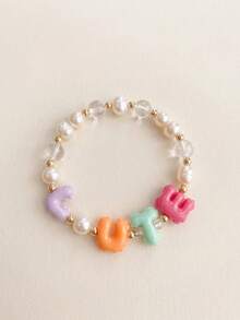 10pcs Macaron Color Pleated Letter Resin Beads, Horizontal Hole Large Hole Lace Letter DIY, DIY Bracelet Phone Chain Resin Forged Handmade Accessories, Random Style - Lace Letters - View 6