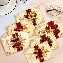 12/24/36/48Pcs Foldable Christmas Greeting Cards With Envelopes, 6 Designs Snow Paw Print Dark Navy Winter Scene Scarf Mittens Lantern Gift Box Pattern, Blank Folded Holiday Note Cards For Pet Lovers Seasonal Greetings - Multicolor - View 3