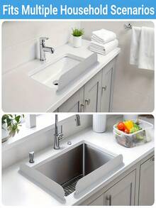 Waterproof Sink Splash Guard Block Splashing Water Washable Sink Basin Splash Blocker For Lab Sink Vegetable Basin Dishwasher Anti-Splash Water Barrier Sink Protector Apartment Home Room Bathroom Decor RV Coffee Bar Kitchen Accessories Essentials - Multi-color - View 7