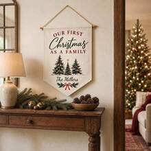 Christmas Garden Flag Family Name Home Yard Watercolor Tree Holiday Porch Decor Custom Christmas Flag - White - View 2