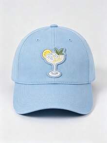 1pc Lemon With Ice Cocktail Pattern Iron-On Patch, Embroidered Nautical Style Coastal Gift, College Style Nautical Jacket Patch - Wine Glass - View 4
