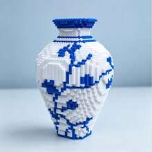 1 Set 2100pcs Chinese Blue And White Porcelain Building Blocks, Micro Particle Mini Bricks 3D Puzzle For Adults, High Difficulty DIY Collectible Model Set, New Chinese Style Home Desktop Decor Gift For Teenagers - Multicolor - View 8