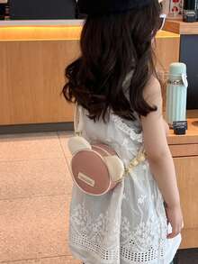 Children's Fashion Crossbody Bag, Cute, Gentle, Fresh, Minimalist Round Bag - Pink - View 4