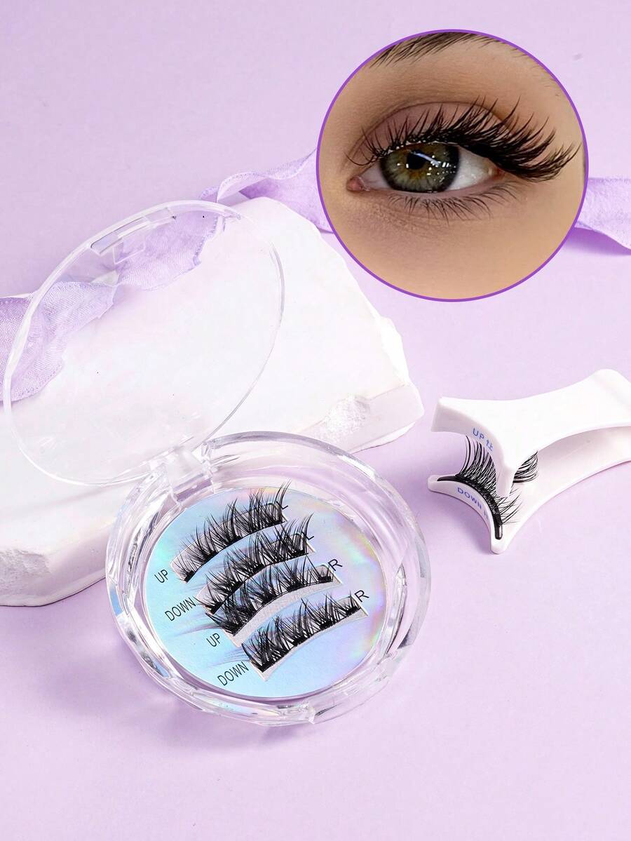 Magnetic Glue-Free Fluffy Eyelashes, Defined Layers, Voluminous Curly Lashes, Bold Makeup Look, Creates Big Eye Effect - View 1