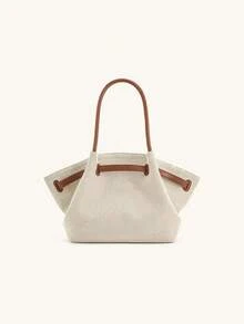 Jw European Style Hana Dumpling Bag Large Capacity Tote Bag For Women, Shoulder & Handheld Dual-Use Commuter Bag, Lightweight & Durable, Suitable For Work, Commuting, School, Shopping, Short Trips, Daily Outings - Beige - View 5