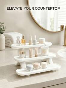1pc Jewelry Storage Tray, 3-Tier Plastic Layered Storage Rack, Cosmetic Desktop Display Stand, Suitable For Bedroom, Bathroom, Vanity, Living Room, Office, Home Storage, Bathroom Accessories, Kitchen Accessories, Decorative Ornament, Halloween, Christmas Gift Best Choice For Friends - Multicolor - View 6
