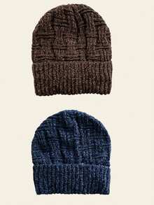 1/2/3 Pcs Pack Solid Color Simple Knitted Beanie Hat For Men, Suitable For Daily Wear Casual - Multicolor - View 9