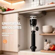 Universal Kitchen Sink Drain, Flexible Anti-Odor Pipe, Compact Drain With Multiple Installation Options For Sink - A - View 2