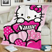 SANRIO 1pc Customized Cartoon Pattern Blanket, Personalized Name Customization, Printed With Cartoon Pattern, Cute And Cozy Style - Soft And Comfortable, Machine Washable, Suitable For Sofa, Living Room, Office, Chair - Perfect Gift For Family And Friends - Multicolor - View 7