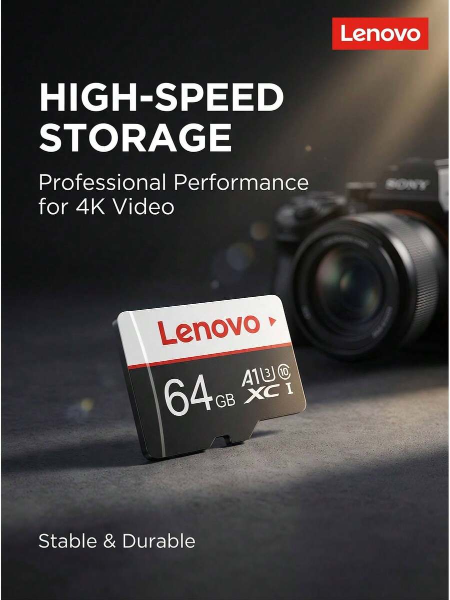 Lenovo Kartu memori TF untuk drone/kamera/dashcam/kamera pengawasan. Peringkat kecepatan U3 V30. Perekaman video 4K HD yang lancar. Kecepatan baca tinggi 100MB/s. Tahan lama, tahan air, tahan suhu, dan tahan guncangan. Tersedia pilihan 64GB/128GB/256GB. - View 1
