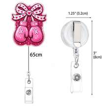 1pc Women's Health Fan Acrylic Retractable Rotating Badge Reel Pink ID Holder - Multicolor - View 2