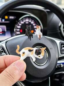 Cute Resin Mini Cat Figurine Accessory, Suitable For Yard And Garden Decor, Computer Monitor And Car Dashboard Decoration, Cute Mini Cat Statue, Windshield And Screen Display Accessory, Exclusive For Pet Lovers, Fun Design, Suitable For Office, Car And Home Decor, Ideal Gift For Cat Lovers - A - View 8