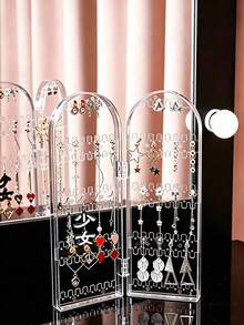 Multifunctional Transparent Acrylic Earring And Lip Ring Display Stand, Universal For Business Stores, Clear Jewelry Organizer Box Storage Rack, Essential For Women's Travel And Dorm, Autumn Decor - Multicolor - View 2